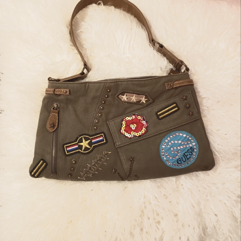 Guess army green shoulder bag